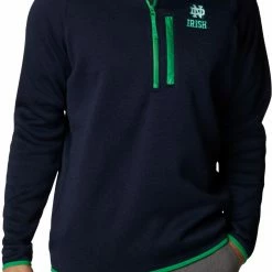 Promo ✔️ Columbia Men's Notre Dame Fighting Irish Navy CLG Canyon Point™ Sweater Fleece 1/2 Zip ✨