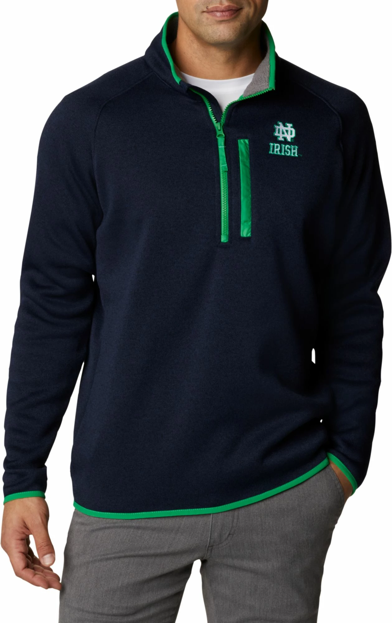 Promo βοΈ Columbia Men's Notre Dame Fighting Irish Navy CLG Canyon Point™ Sweater Fleece 1/2 Zip β¨