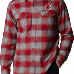 Cheap ✨ Columbia Men's Washington Huskies Purple Plaid Flare Gun Flannel Button Down Long Sleeve 👚 Shirt ⌛