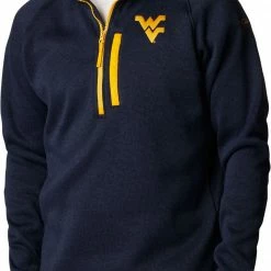 Best deal 🥰 Columbia Men's West Virginia Mountaineers Blue Canyon Point Half-Zip Pullover Fleece Jacket 🥰