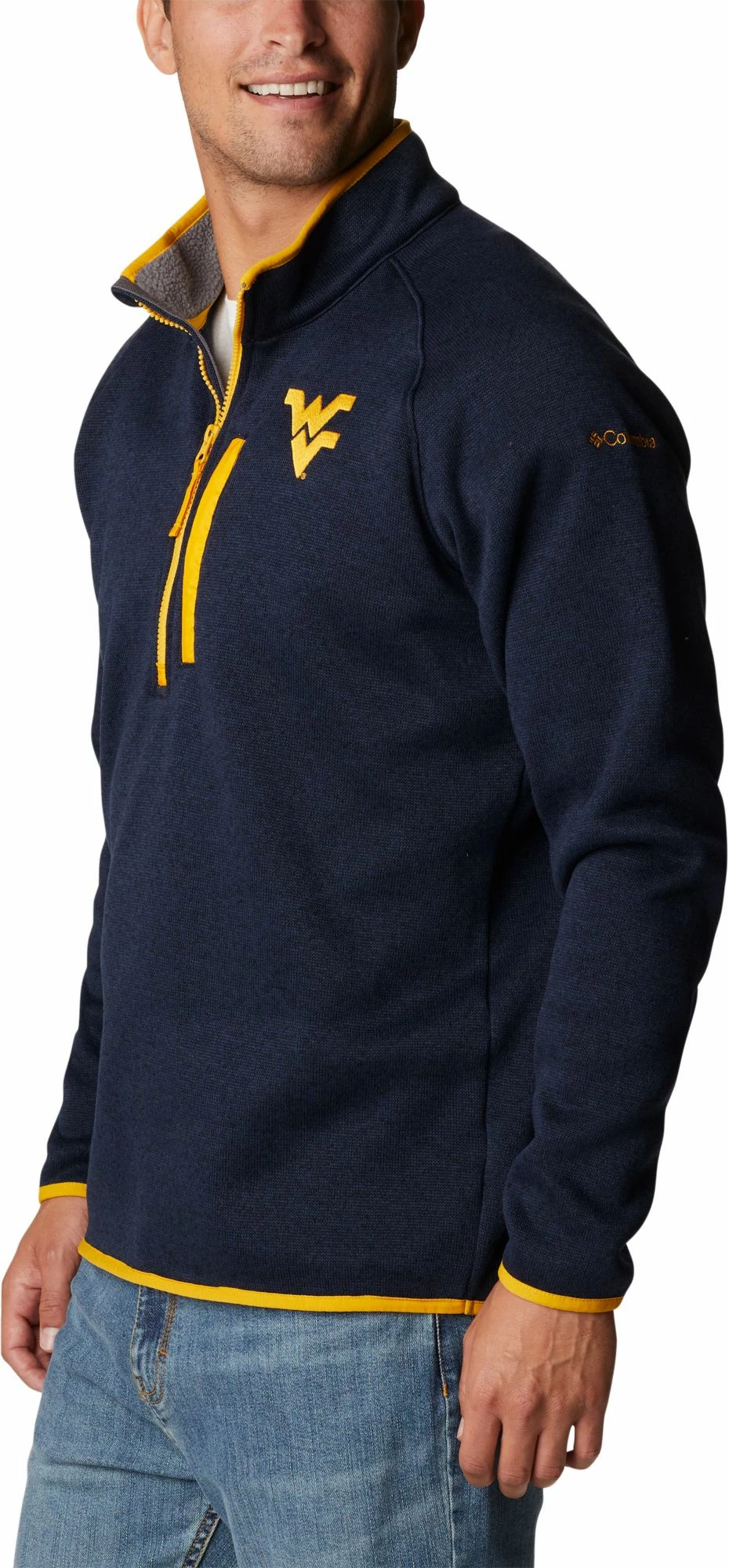 Best deal π₯° Columbia Men's West Virginia Mountaineers Blue Canyon Point Half-Zip Pullover Fleece Jacket π₯° - Image 2
