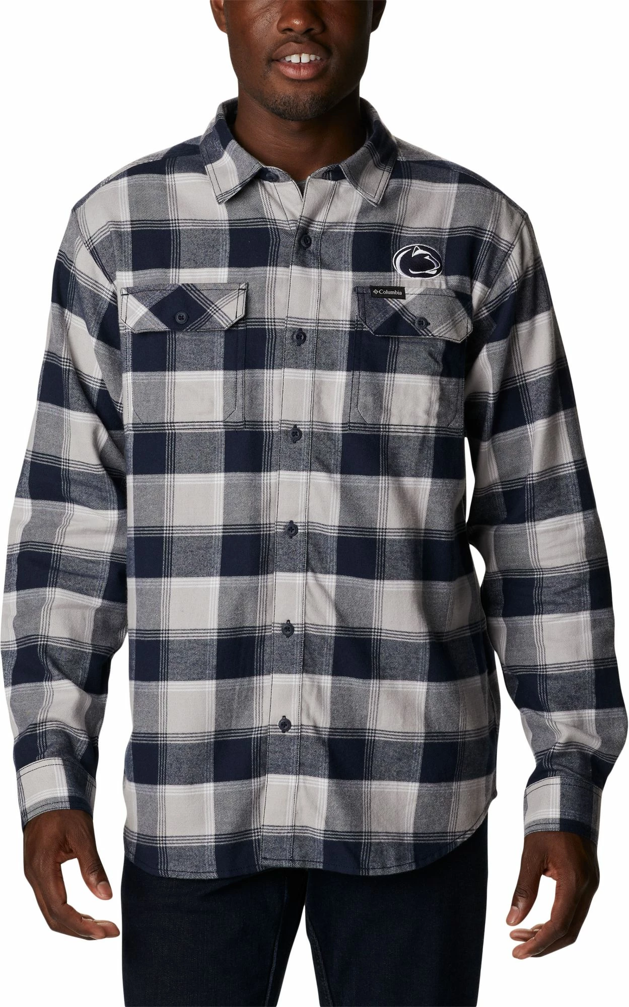 Brand new βοΈ Columbia Men's Penn State Nittany Lions Blue Plaid Flare Gun Flannel Button Down Long Sleeve π Shirt β€οΈ