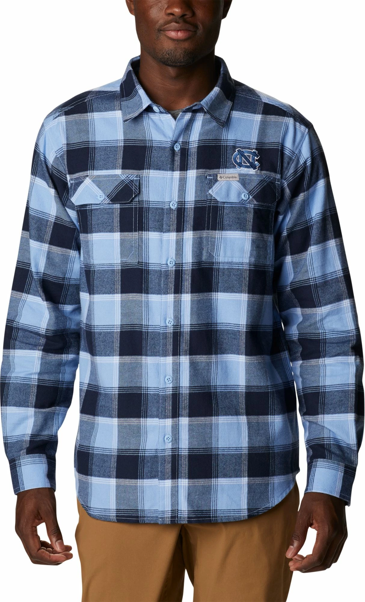 Top 10 π Columbia Men's North Carolina Tar π Heels Carolina Blue Plaid Flare Gun Flannel Button Down Long Sleeve π Shirt π₯