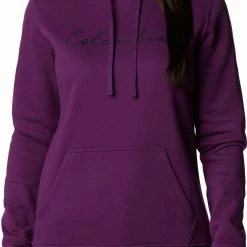 Wholesale 🧨 Columbia 👩 Women's Trek Graphic Hoodie Plum/script Logo 😍